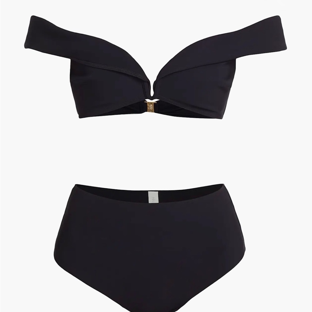 NWT Zimmermann Lexi Off Shoulder Sweetheart Neckline High-Waist Black Bikini Set - Picture 8 of 16